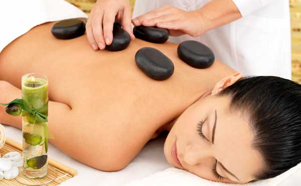 Hot stone massage session